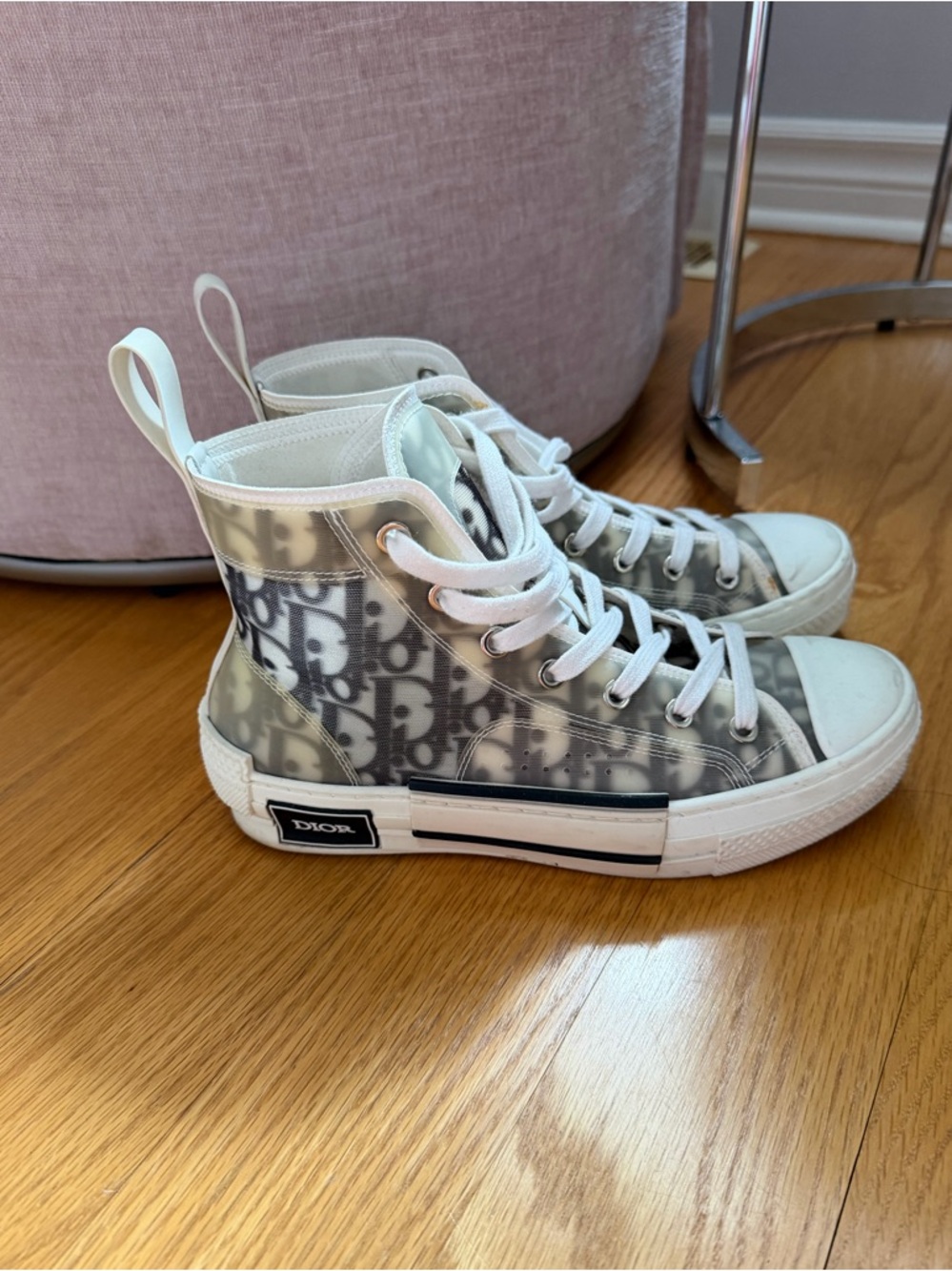 Dior B23 High-Top Sneakers in Grey and White Oblique